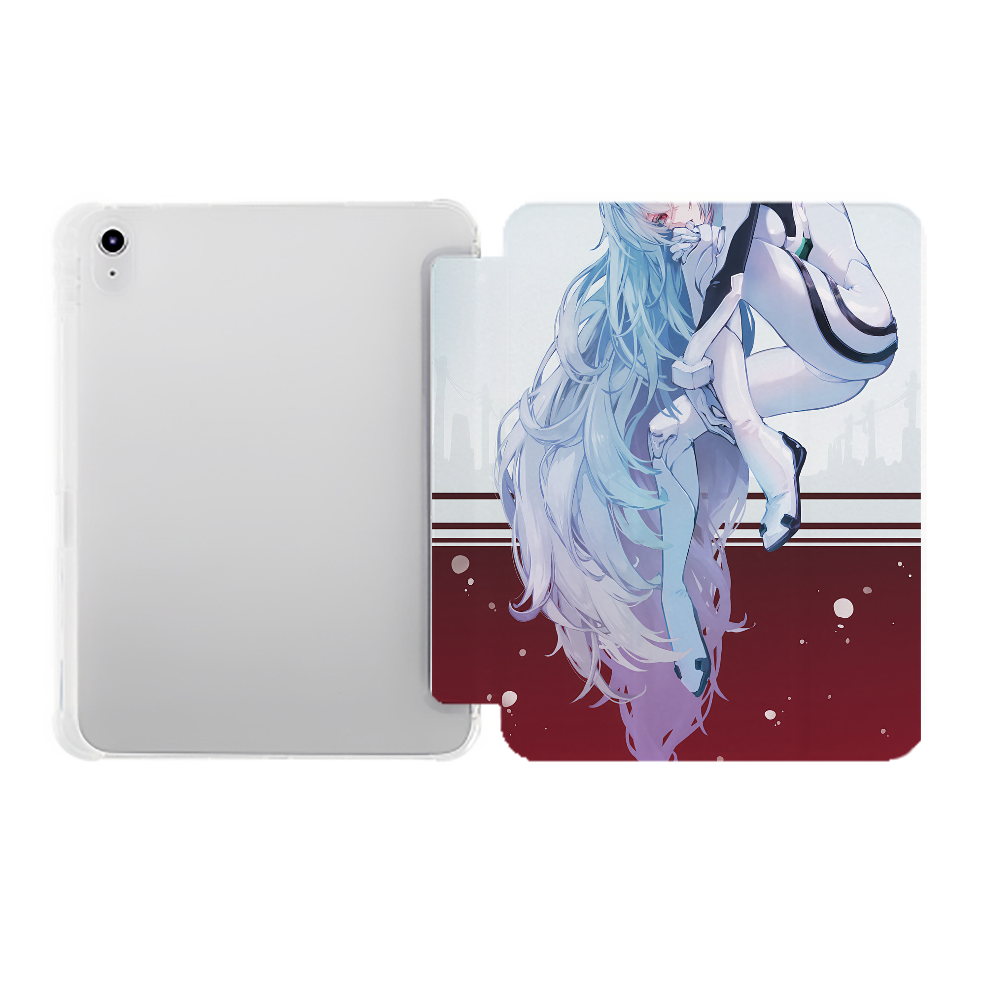 （画像用） EVA 新世紀エヴァンゲリオン IPad ケース ペン収納付き 三つ折りスタンド PUレザー×シリコン 対応機種9.5/10.5/10.9インチ